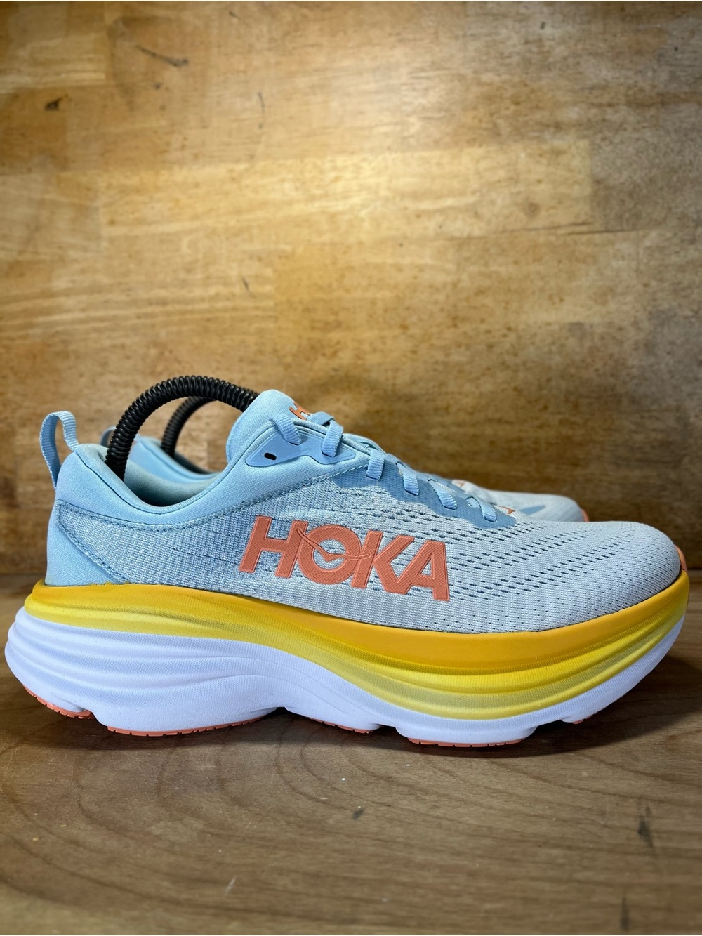 NEW Hoka One One Bondi 8 REFLECTIVE Womens Size 8.5 Running Shoes Sneakers Blue